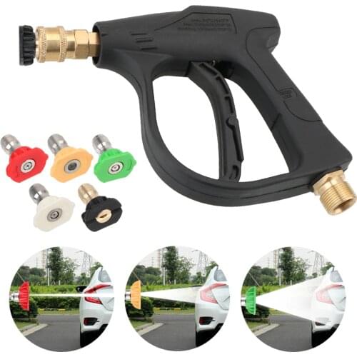 1/4" Quick Release Snow Foam Gun Car High Pressure Water Gun with 5pcs Soap Spray Nozzles 14mm M22 Socket Auto Car Washer