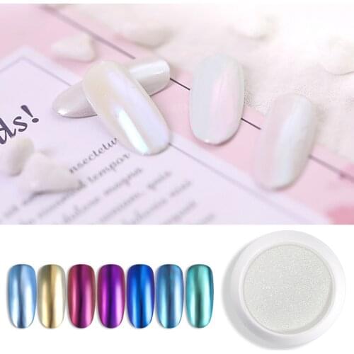 1 Box Pearl Shell Glitter Nail Chrome Pigment Powder Dazzling DIY Micro Holographic Unicorn Nail Art Decorations Polish Manicure