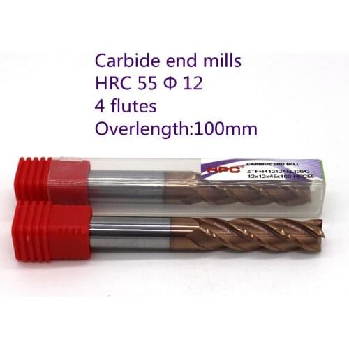 12*12*100 of 4 flutes flat end mills HRC 55 carbide end milling tungsten knife CNC machine tools mills cutter