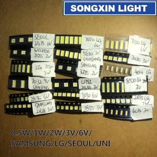 20values *10pcs=200PCS 1W/0.5W SMD LED Kit 3V/6V 2835/3030/3535/4020/5630/6030/7020/7030/7032 Cold white For TV Backlight Beads