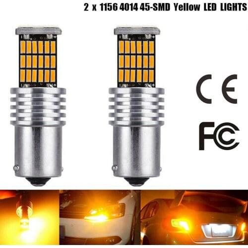 2 x 1156 Amber 7506 P21W LED Bulbs BA15S Yellow Front Rear Turn Signal Lights