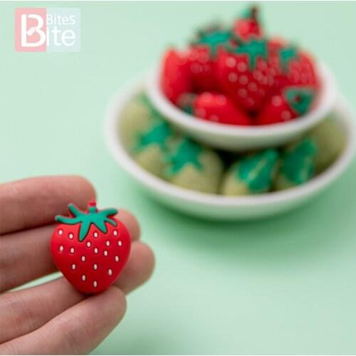 50PC Strawberry Silicone Beads DIY Pacifier Chain Food Grade Silicone Baby Teeteer Bead Accessories Childrens Goods Nurse Gifts