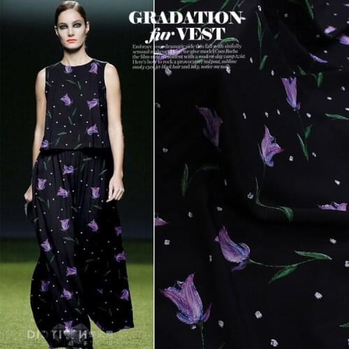 50x140cm printed natural 100% mulberry silk crepe de chine fabric 14mm soft fashion clothing dress shirt fabric for sewing cloth