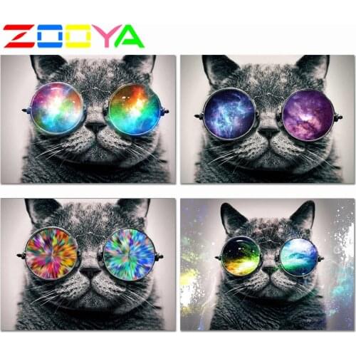 5D Diy Crystal Abstract Diamond Embroidery Cat Diamond Painting Cool 3D Full Diamond Mosaic Paintings Cat Home Decortion Er050