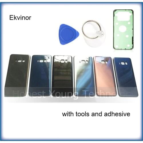 Battery Door Cover Housing for Samsung Galaxy S8 S8 plus G950R G9550 G9500 Back Glass Cover Replacement with Sticker + Tools
