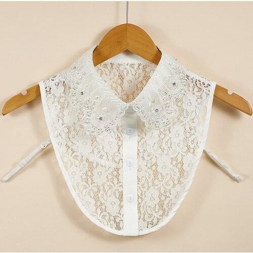White Lace Hollow Out Fake Collar for Women Shirt Blouse Detachable Shirt Collar False Collar Lapel Blouse Clothes Accessories