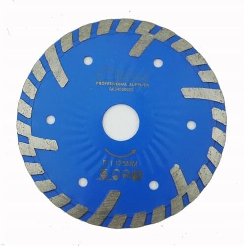 DIATOOL 5" Diamond Blade with Slant protection teeth 125mm Hot pressed Diamond turbo Blade concrete brick tile granite marble