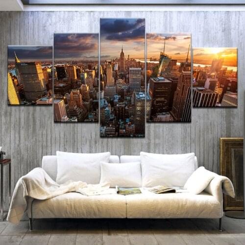 The Empire State Building New York modern 5 Panel HD wall posters Print On Canvas Art Painting For home living room decoration