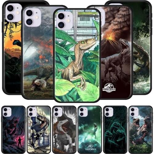 Jurassic Park Dinosaur Case for Apple iPhone 11 Pro Max XS X XR 7 8 6 6S Plus 5 5S SE Black Silicone Phone Cover Caso