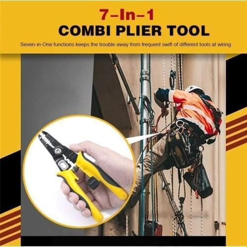 7-in-1 Combi Plier Tool Wire Stripper Multi tool 7-in-1 Plier 8 Inches DIY Electrical Wiring Work Cable Cutter Sharp-nose Plier