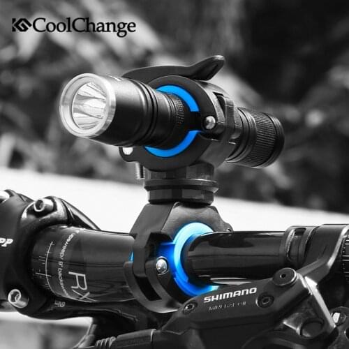 Coolchange 360 Rotating Cycling Bike Light Holder MTB Bicycle Pump Flashlight Mount Bracket Flash Torch Holder Front Light Clip