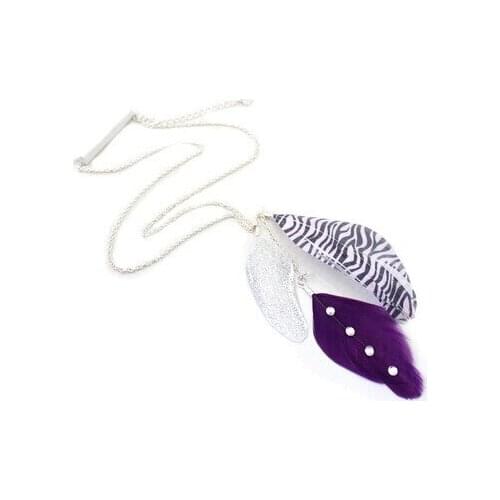 Fashion Jewelry New Coming Zebra Feathers Statement Necklaces & Pendants Factory Wholesale
