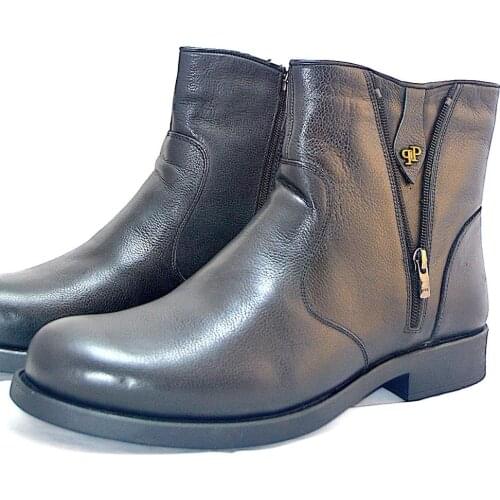 Mens Snow Shoe Boot Zipper Fur Inside Calf Genuine Leather 2020 Winter Season Trend Big Size Rubber Kaucuk Chelsea