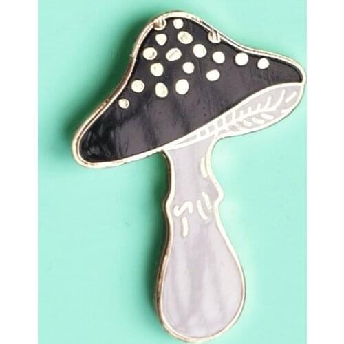 Novelty Dainty Black Mushroom Pastel Hard Enamel Pin Fashion Cartoon Plant Brooch Backpack Lapel Pins Gift Jewelry Accessory