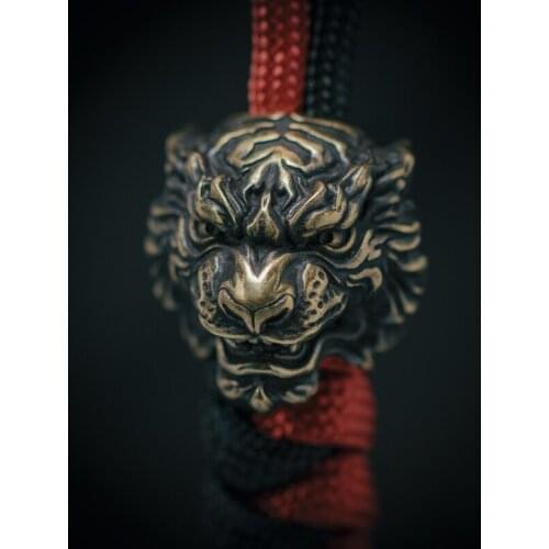 Original Northeast Tiger Knife Beads Handmade Tiger Head Pendant Outdoor EDC Survival Paracord Beads