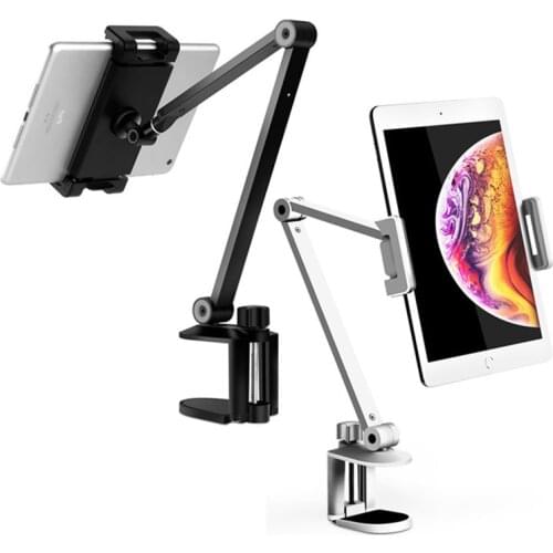 Long Arm Foldable Rotatable Phone tablet Holder stand for 4-13 Inch Tablet Phone desk Mount support Stand for iPad Air Pro 12.9