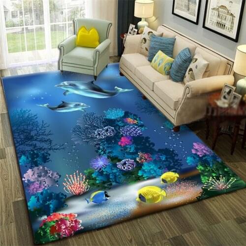 Undersea 3D landscape carpet living room bedroom area rugs for kids room modern table mat sofa bedside home fish floor rug