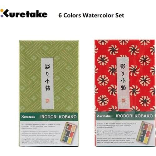 ZIG Kuretake Watercolour Portable Little Red Gift 6 Colors High Quality Pigment Solid Watercolor Paint, Chinese Drawing Supplies