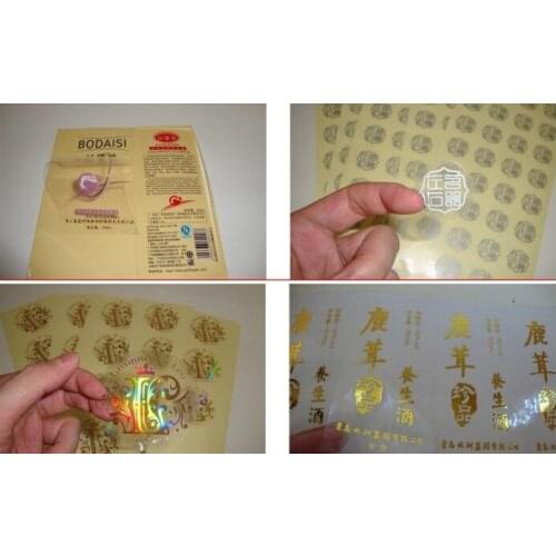 Transparent Sticker clear sticker with gold foil writing(factory price)