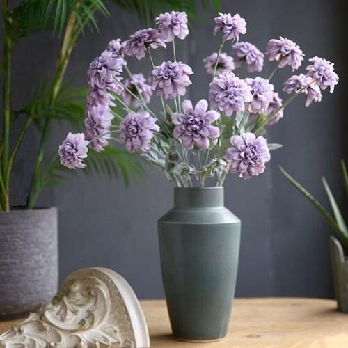 Multicolor Dahlia Artificial Flower Home Decoration Silk Flower 4 heads Wedding Flower Branch DIY Christmas Party Fake Flower