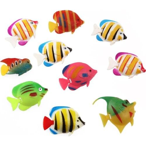 10pcs Lifelike Artificial Fishes Fake Fishes Ornament Decoration Photography Props for Aquarium Fish Tank (Random Color)