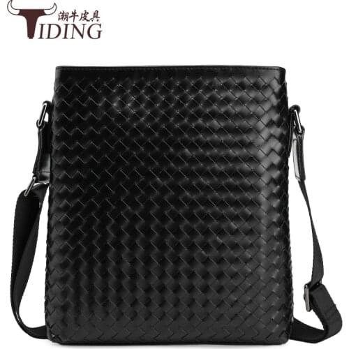 High quality men messenger bags fashion shoulder bags brand men bag real genuine leather black plaid cintage crossbody bags