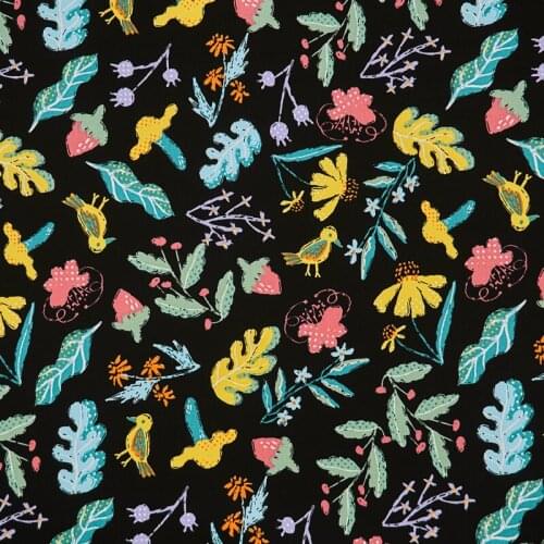 The Yellow Bird Print Satin Cotton Fabric For Dress Tissus Au Mètre Ткань Для Шитья Одежды Sewing Telas Algodon Estampadas Diy