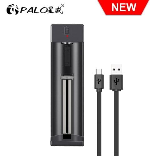 PALO 3.7V Battery Charger LED Smart usb Charger For 18650 14500 16340 18500 Rechargeable lithium Battery Charger 1 Slot