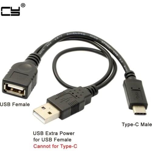 USB-C USB 3.1 Type C Male Connector to A Female OTG Data Cable with Extral Power cable 20cm