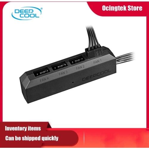 DEEPCOOL FH-04 1to4 hub chassis fan cooling fan cable, 12V 3pin / 4pin PWM chassis fan hub with mounting sticker