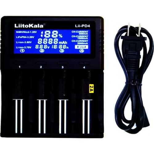Lii-PD4 4 Slots Lithium Nimh Battery Charger for 18490/18350 LCD Display