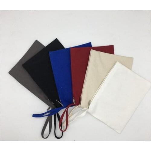 100pcs/lot White/Black Cotton Canvas bag for ipad Canvas zipper bag Cotton Clutch Bag make up pouch 28cmx20cm SN3358