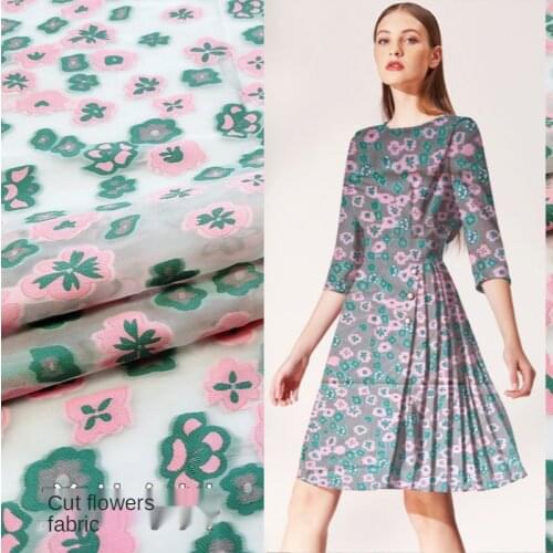 145*50cm 2020 summer thin transparent organza cut flower fabric dress wedding dress jacquard fabric haute couture