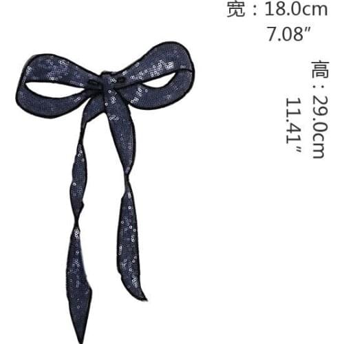 2Pcs/set Sweet Bowknot Sequins EMB Applique Sew On Patch DIY Embroidered Bling Bling Bowknot For Girl Ladies Accessories