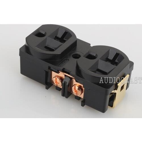 2pcs Power Socket Black HIFI US 20A AC Power Receptacle Socket Red copper distributor
