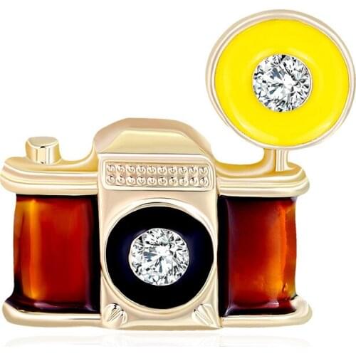 3pc New retro camera DIY Brooch Vintage Enamel Lapel Pins Badge for women New Year Simple Clothing Accessories