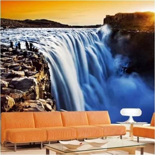 Beibehang Custom 3D stereo wallpaper office sofa TV bedroom fresco Golden Falls decorative background d wall paper photo murals