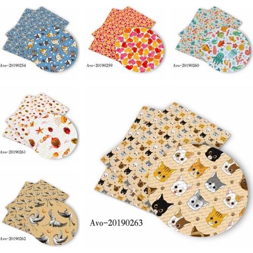 50*150cm Hot Sell Cat Heart Cartoon Pattern Printed Leather Polyster Cotton Liverpool Bullet Fabric for DIY Handmade By Yards