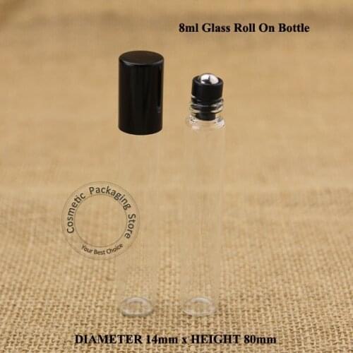 50pcs/Lot Wholesale 8ml Glass Perfume Bottle Empty Essential Oil Women 4/15OZ Cosmetic Container Small Refillable Roll On Pot