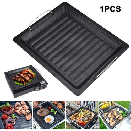 Non-Stick Thick Square Grill Pan with Two Helper Handles for Outdoor BBQ JA55