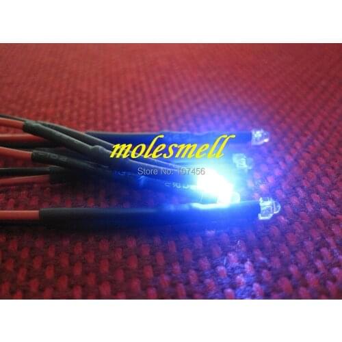 Free shipping 20pcs 1.8mm blue LED Lamp Light Set Pre-Wired 1.8mm 5V blue 5v DC Wired
