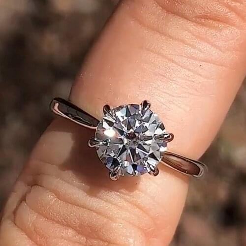 Free Sent Certificate Silver 925 Rings Fine Jewelry Luxury Solitaire 1.5ct Sona Diamond Engagement Wedding Ring Band For Women