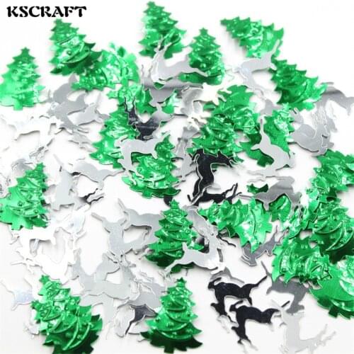 KSCRAFT Green Christmas Tree and Sliver Christmas Deer Shape Sequins PVC Flat for DIY Card Making Craft Color Collection