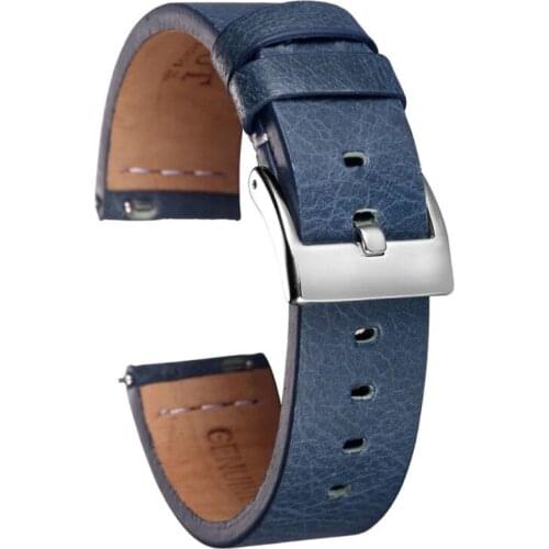 Hemsut Quick Release Leather Watch Bands Blue Calf Handmade Vintage Leather Watch Strap 18mm 20mm 22mm