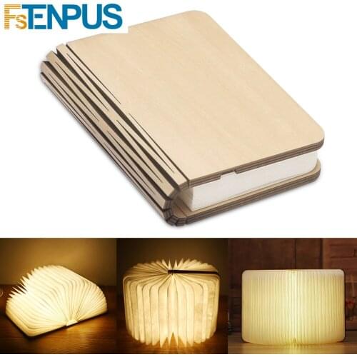 Wooden book lamp Portable USB Rechargeable LED Magnetic Foldable Night Light Desk Lamp Home Decor Dropshipping