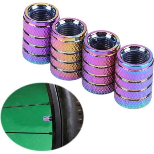4pcs Rainbow Color Car Tires Valve Stem Caps Aluminum 3-Groove Style Car Wheel Tire Valve Caps Covers Auto accessories
