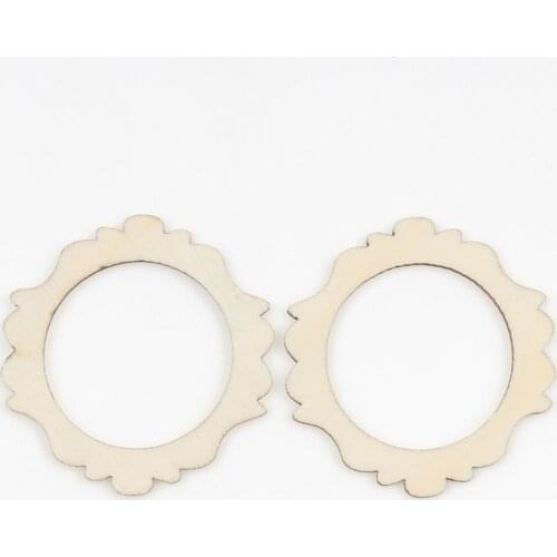 10pcs 52mm Round Photo Frame Natural Wood Crafts Scrapbook DIY Wooden Ornaments Handmade Home Decoration