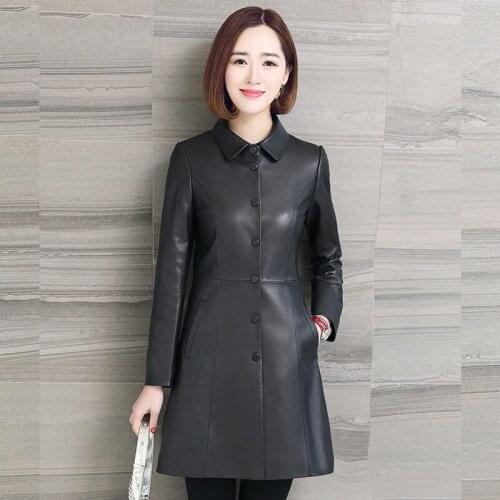 Sheepskin Natural Jacket Women Genuine Leather Trench Coat Female Long Spring Autumn Outwear Plus Size Clothes LWL2559955