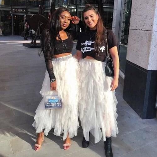 Trendy Ivory Ruffles Asymmetrical Tulle Skirt Women 2020 Zipper Custom Made Pretty Pearl Pink Ruched Tutu Skirt