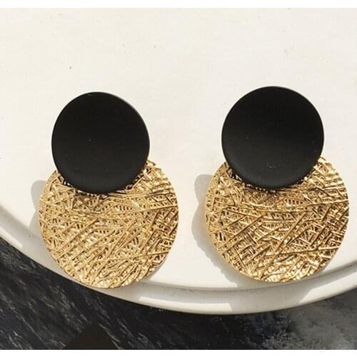 2020 Fashion Design New Round Geometry Simple Personality Baking Paint Candy Contrast Metal Double Color Creative Earrings